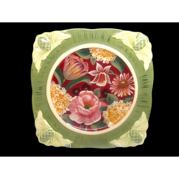 Certified International Floral Tapestry Pamela Gladding 11.5" Square Plate - Picture 1 of 9
